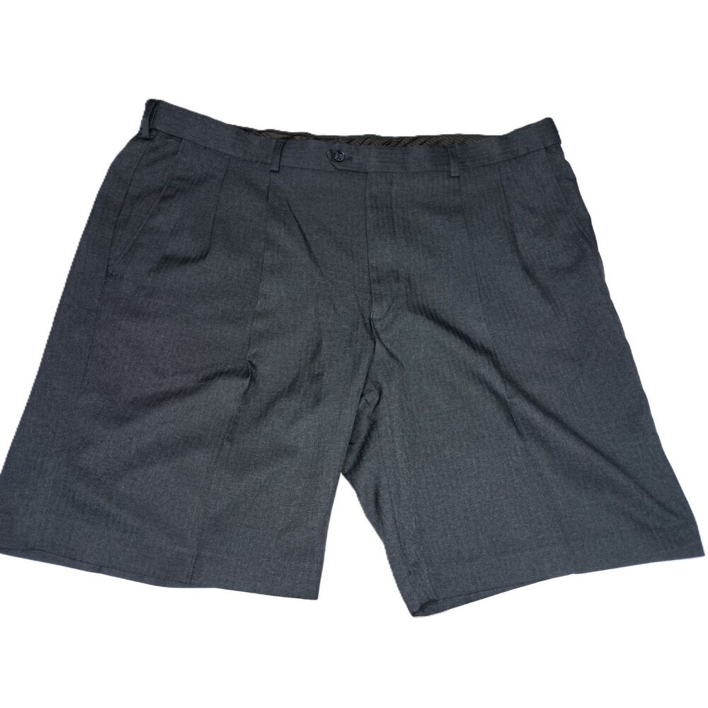 PAUL FREDRICK: Gray Dress Zip Up Shorts with Pleats, Men's Size 42